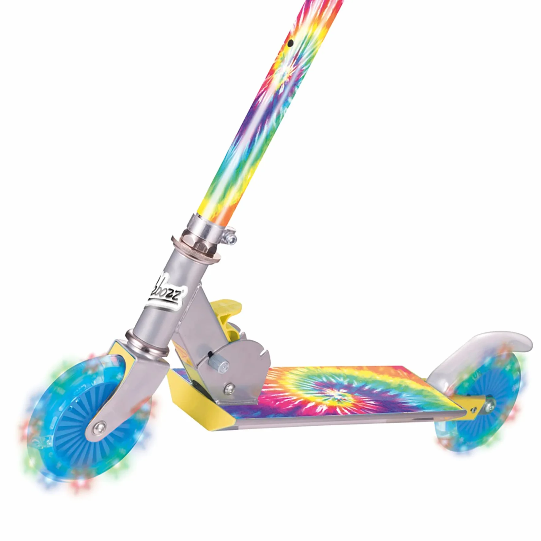 Ozbozz Monopattino pieghevole Tie Dye ruote luminose età 5 anni manubrio regolabile 72,4-82,5 cm