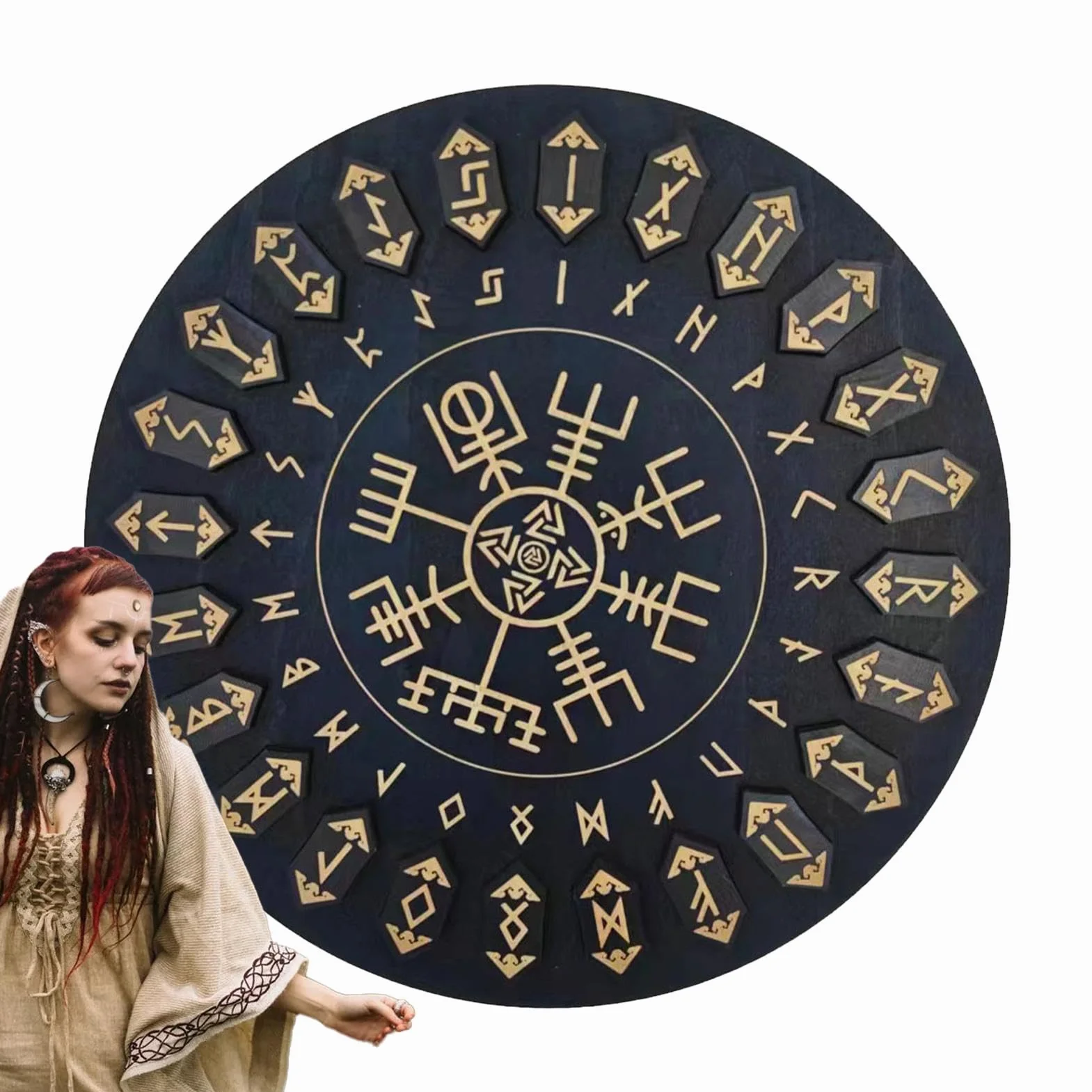 Set di rune in legno per divinazione e meditazione, decorativo per streghe