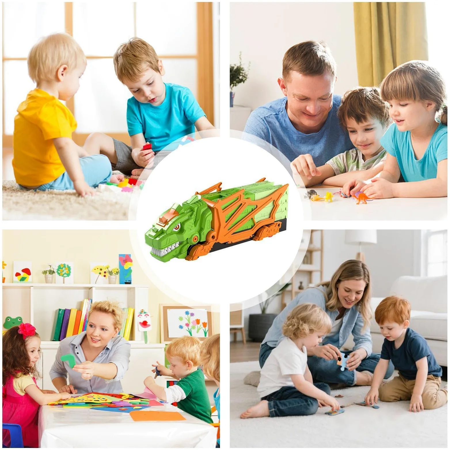 Pista Dinosauri Giocattoli Set di Educativo Interattivo con Veicoli | Set Pista Macchinine Per Casa Viaggi Esterno Scuola Materna Asilo Interno Giardino Bambini E Bambine