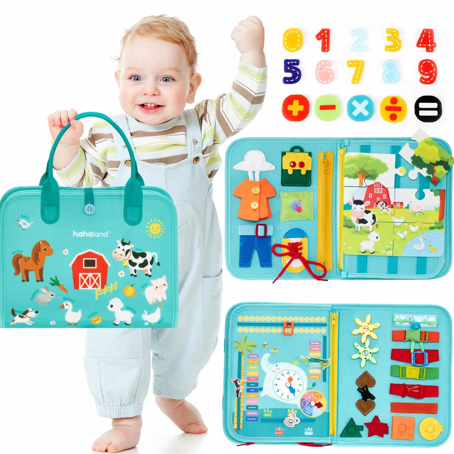Montessori Busy Board di Feltro Bambino - Pannello Sensoriale Educativo per Bambini, Regalo Compleanno