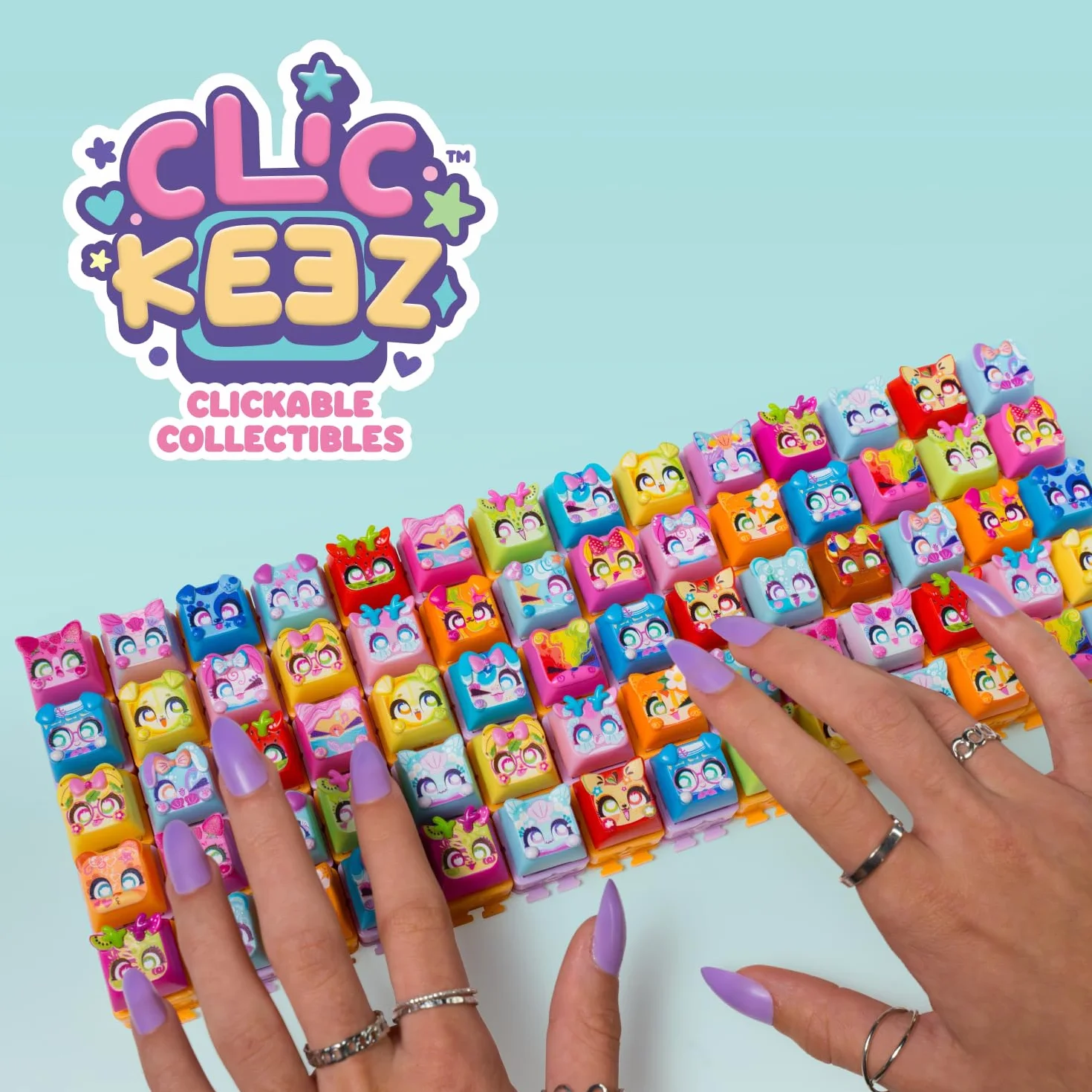 CLICKEEZ Multipack Serie 2 5 Mini Figure Kawaii Keycap Trasformabile Portachiavi Fidget Toy Sensoriale Effetto ASMR Gioco Collezionabile Da 6 Anni