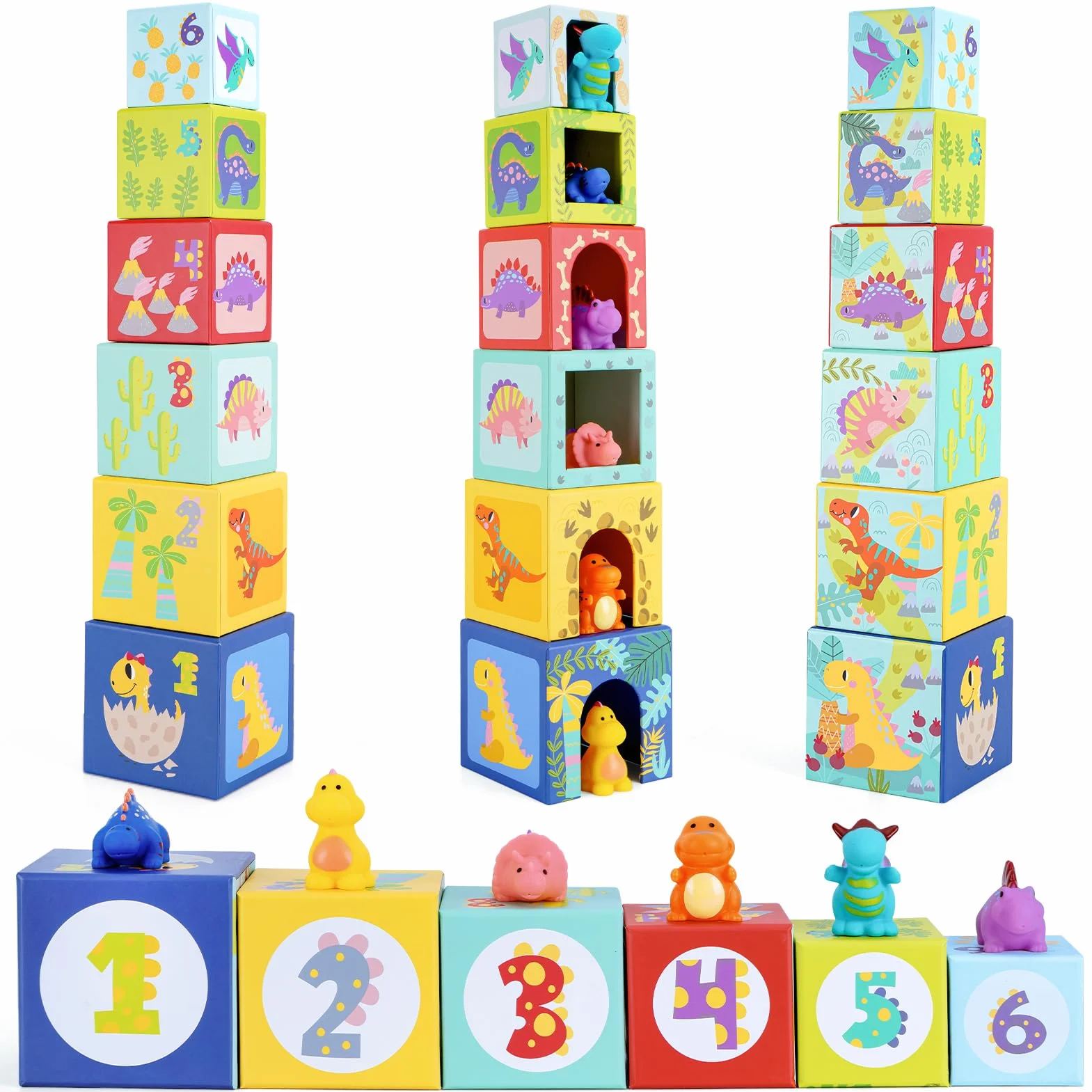 KMTJT Dinosauri Costruzion per Bambini 1 Anno, Giochi Montessori Bambini 1 2 3 Anni, Regalo Natale Bimba, Giocattoli Bambina Bambino Giochi Educativi Sensoriali per Neonati