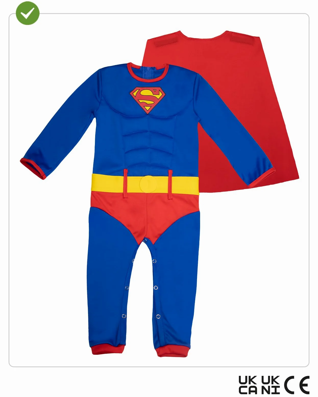 Funidelia Costume Ufficiale di Superman per Neonato con tutina muscolosa e mantello, Tenuta da Supereroe per Neonati, Costumi di Carnevale, Halloween e Feste