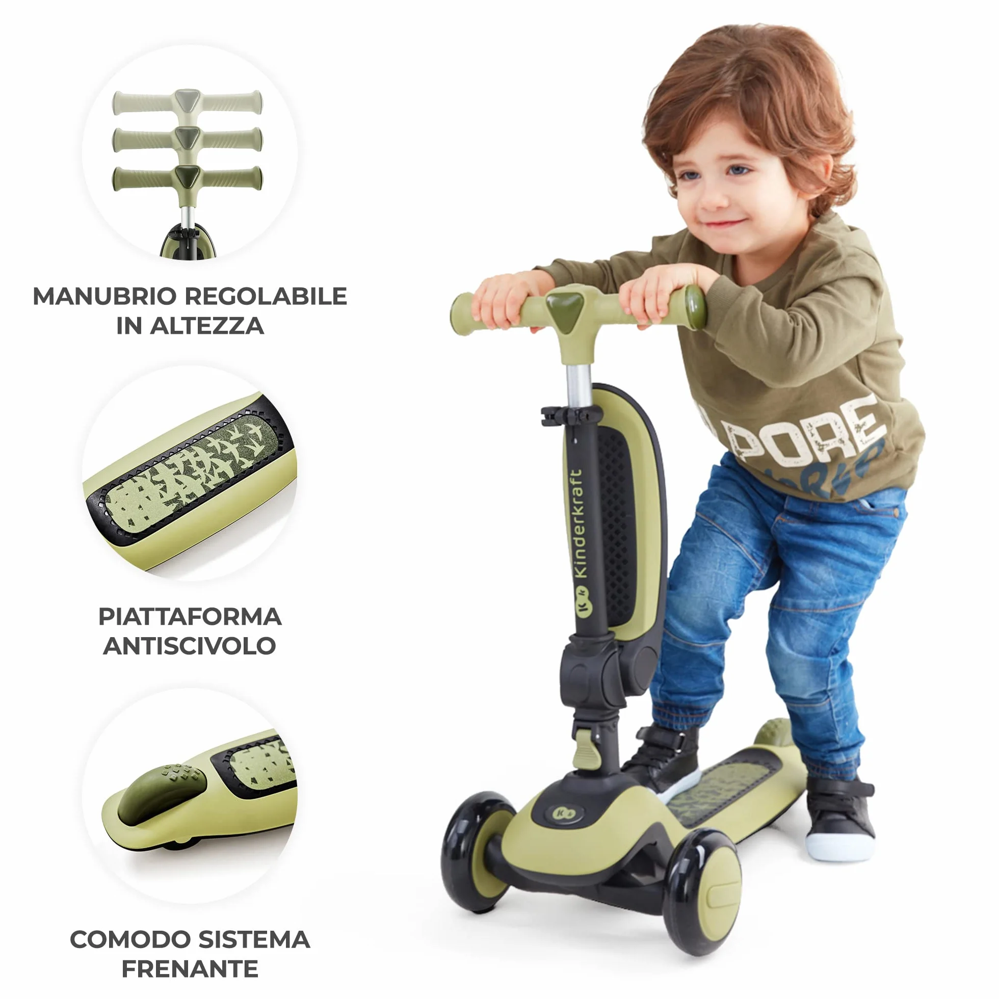 Kinderkraft HALLEY 2 in 1 Bicicletta Senza Pedali e Monopattino con Ruote LED, Rosa