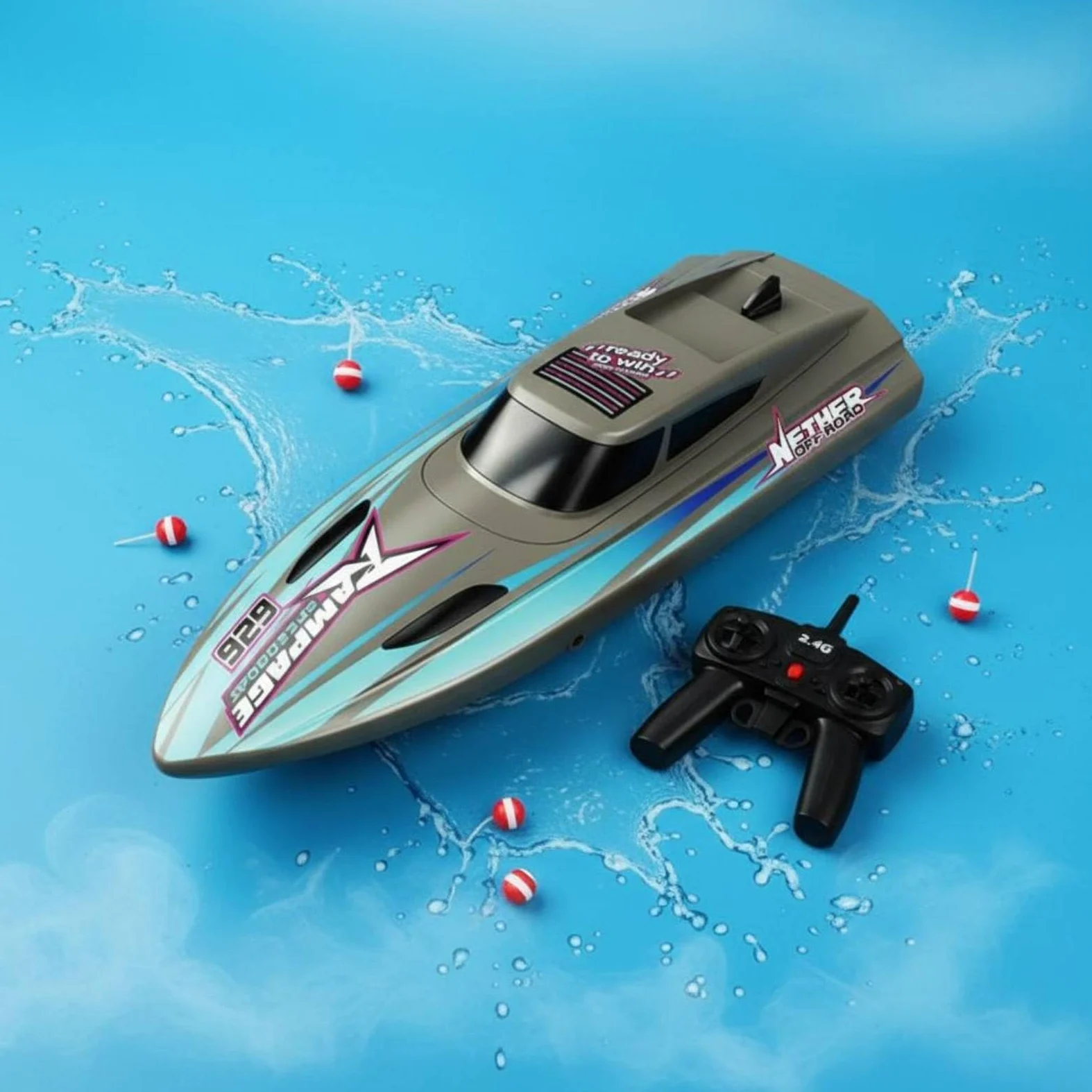 predolo Motoscafo Radiocomandato Impermeabile Barca Veloce Telecomandata Avviso Batteria Scarica Barca da Corsa RC per Bambini, Argento