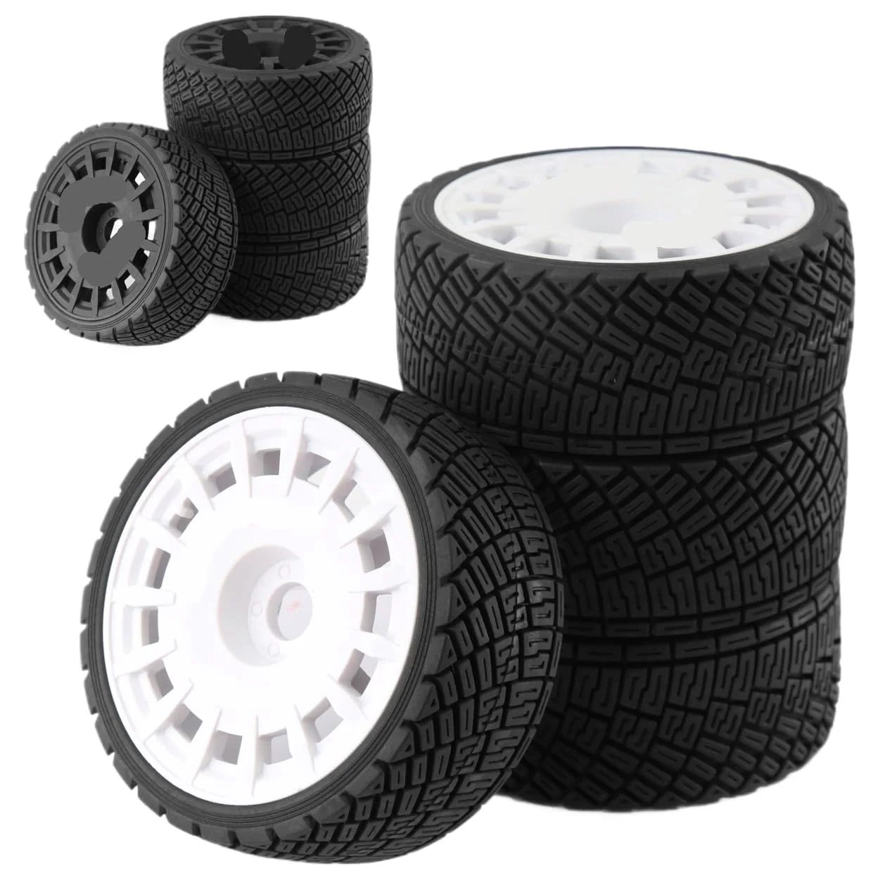 4PZ Gomme Rally RC 100mm 1/7 1/8 Esagono 17mm | ARRMA, Traxxas, Redcat, Team Losi, Kyosho, HPI WR8, HSP(White)