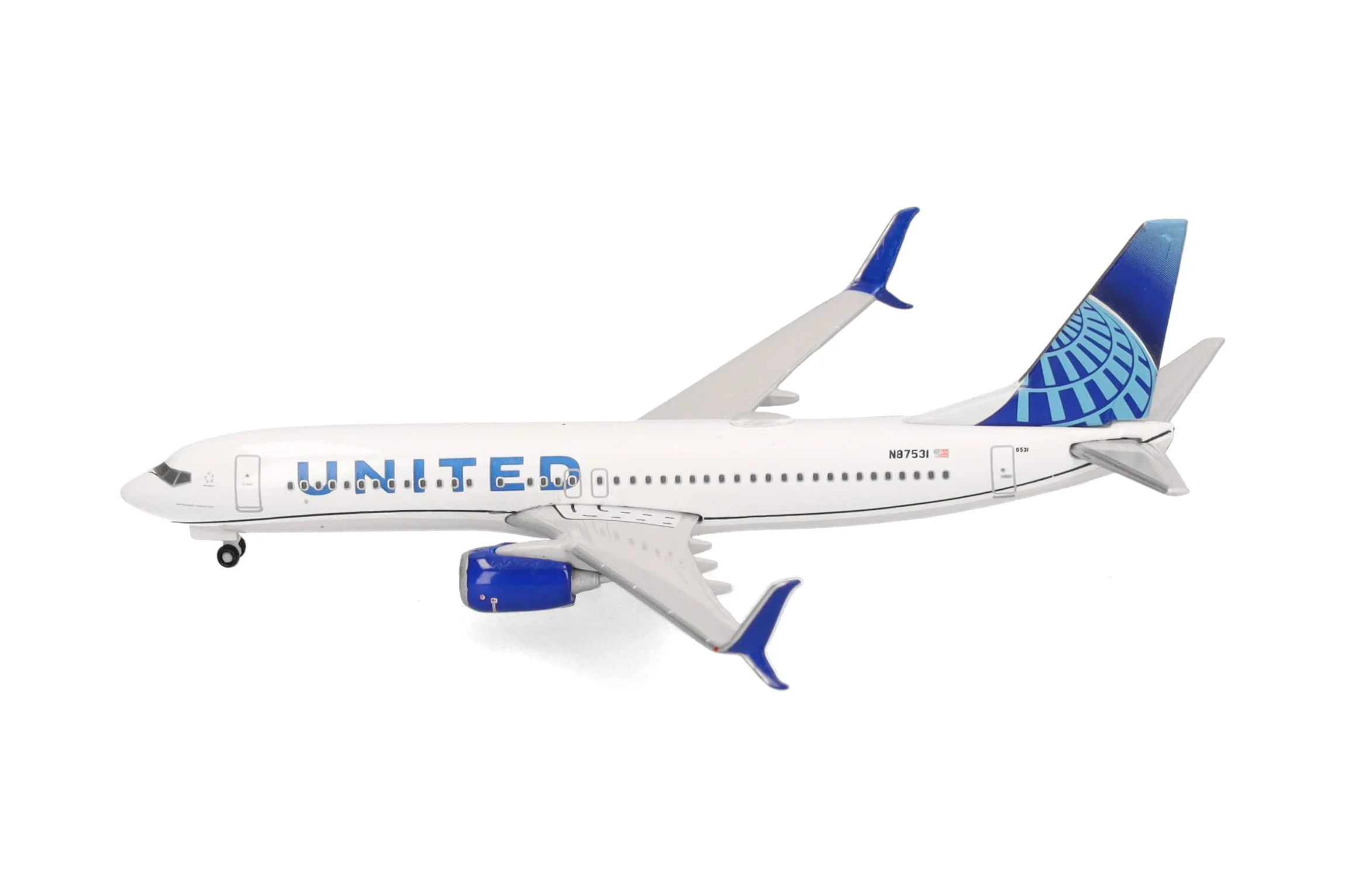 Herpa Modellino aereo United Airlines Boeing 737-800, miniatura scala 1:500, pezzo da collezione, modello senza supporto, metallo