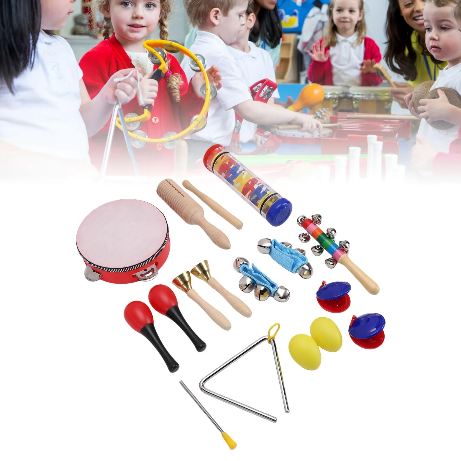 Strumenti Musicali per Bambini, Set di Percussioni in ABS con Tamburello, Maracas per Ragazzi e Ragazze Dai 3 Agli 8 Anni, Perfetti per l'apprendimento Precoce e il Divertimento