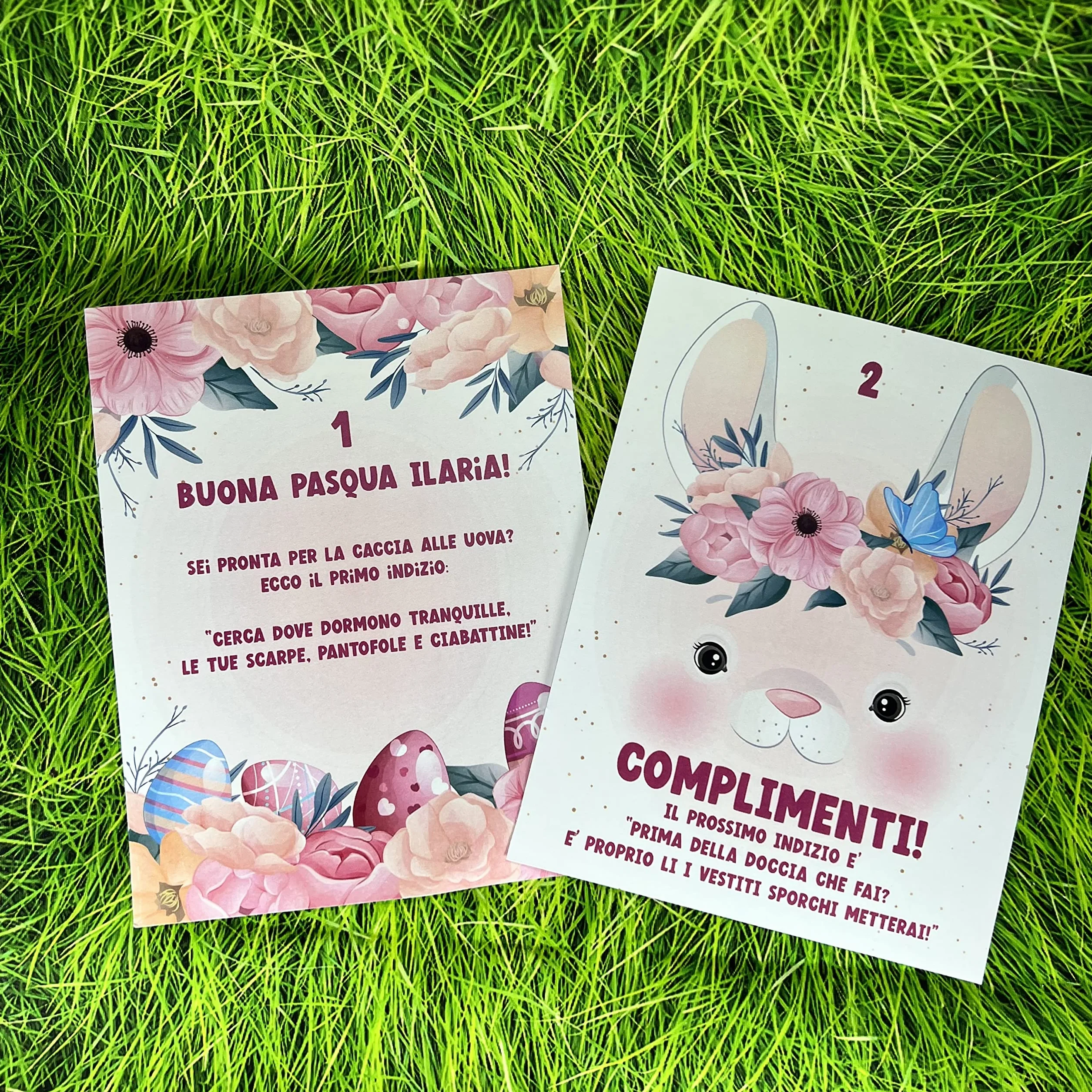Caccia alle Uova di Pasqua – Set Completo Personalizzato per Bambini con Frecce, Indizi e Filastrocche – Stampa Grande Finale – Regalo Pasqua Divertente