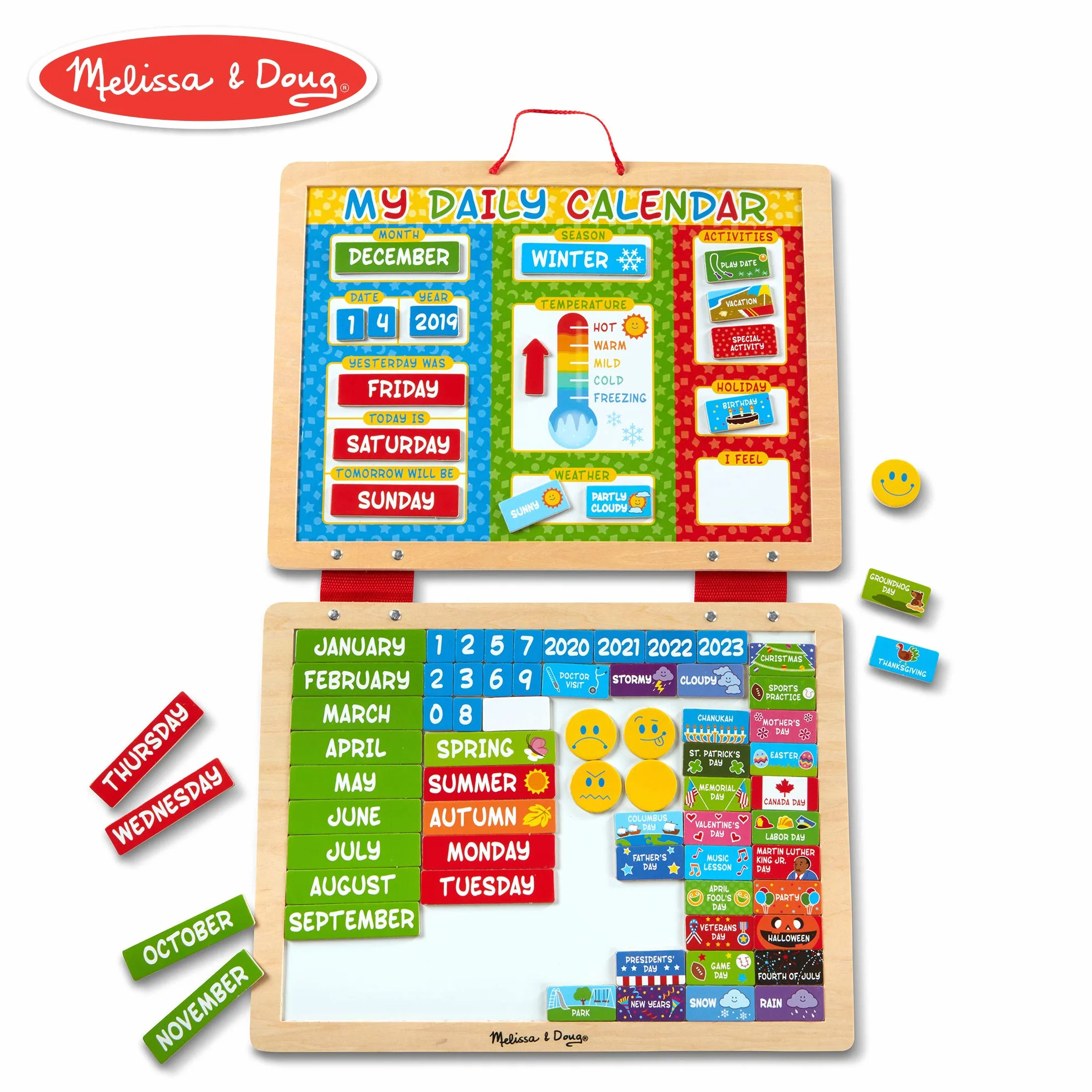 Melissa & Doug - Il Mio Primo Calendario | Tavola Bianca Cancellabile e Magnetica | 83 Pezzi |Gioco Educativo | Sviluppo Attivita' Cognitive | 4+ | Regalo Bambini Bambine
