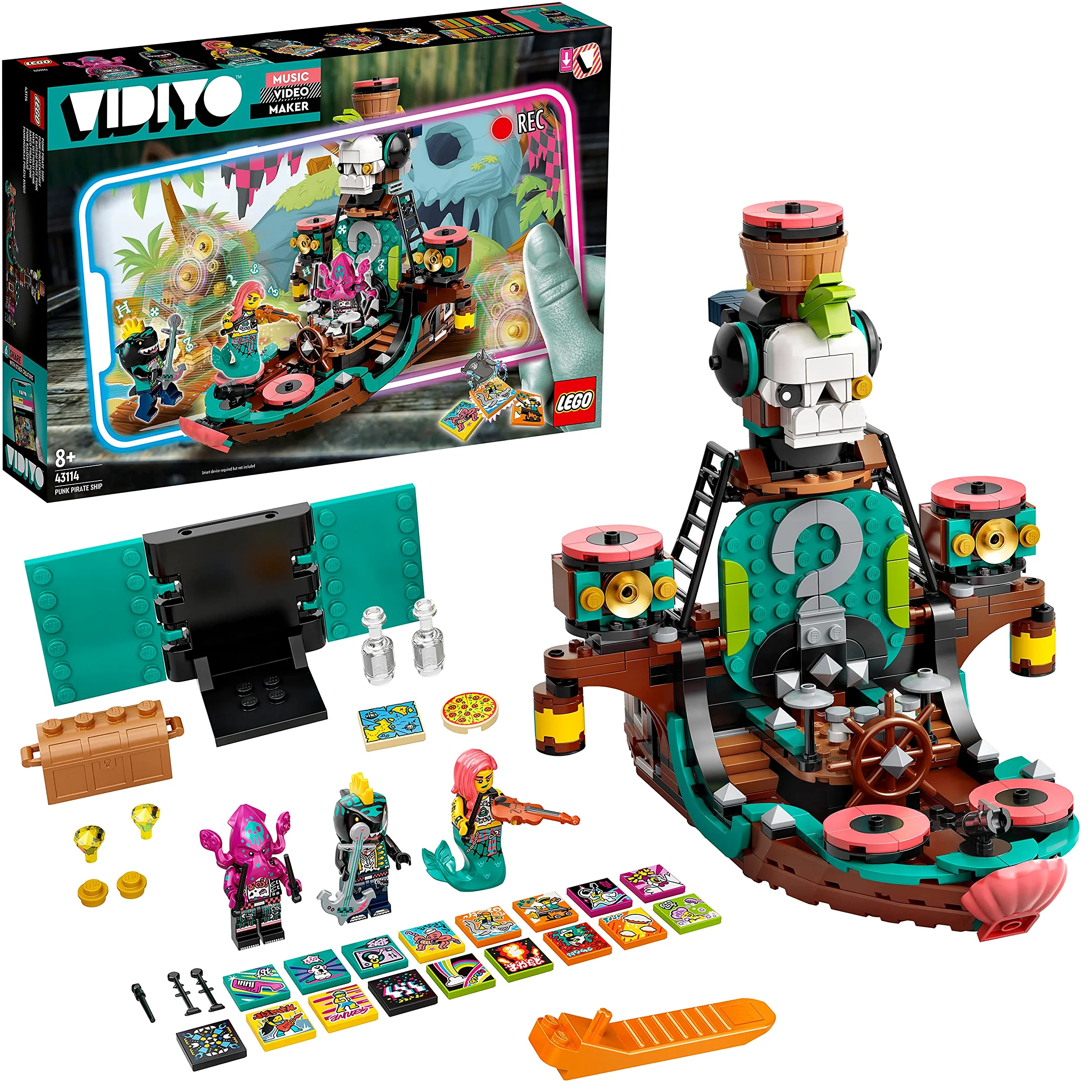LEGO VIDIYO Punk Pirate Ship BeatBox Creatore Video Musicali con 3 Minifigure, Giocattoli per Bambini, App Realtà Aumentata, 43114