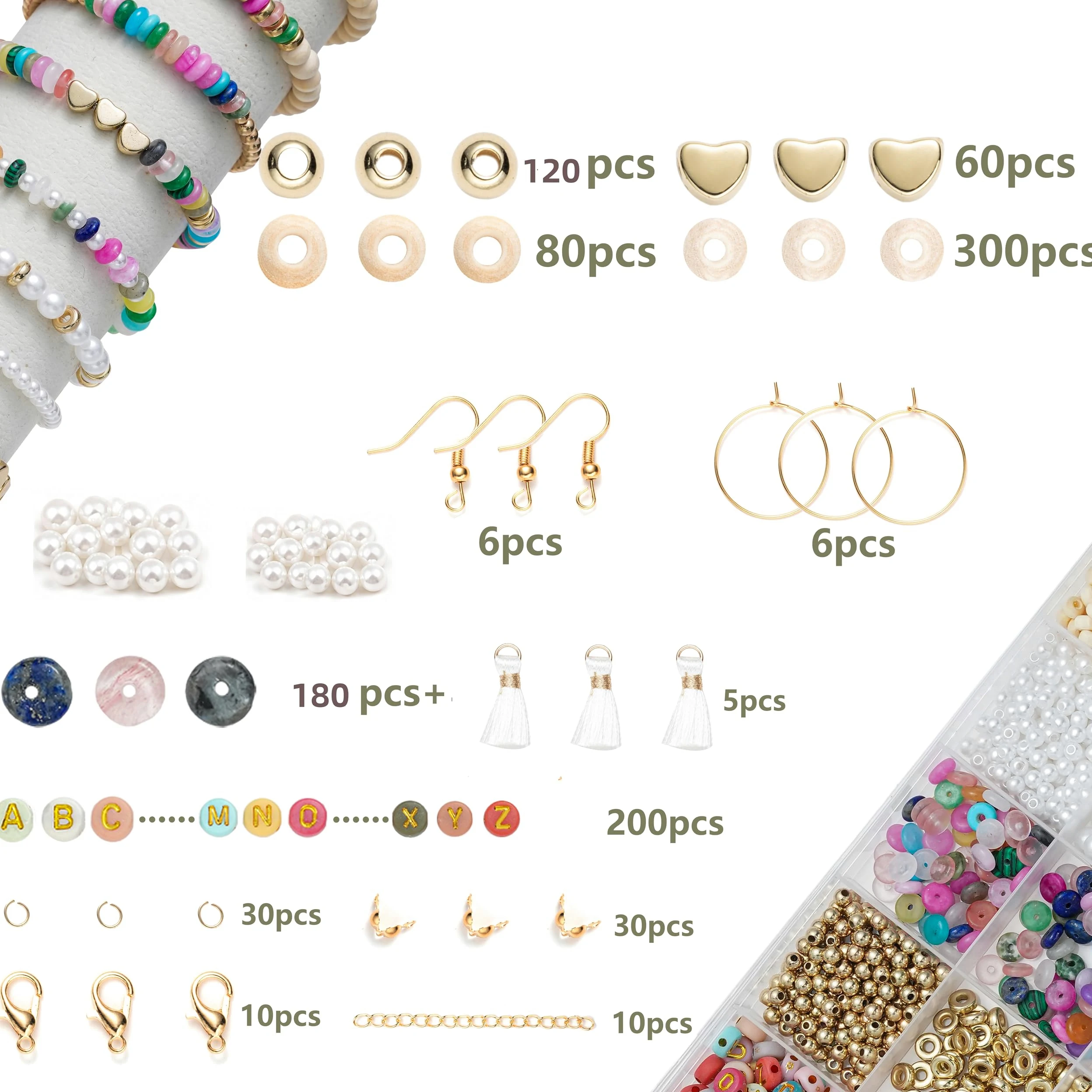 Xylise Kit per la creazione di braccialetti fai da te per ragazze, kit per la creazione di gioielli con perline, kit per braccialetti dell'amicizia con lettere, perline per la creazione di gioielli