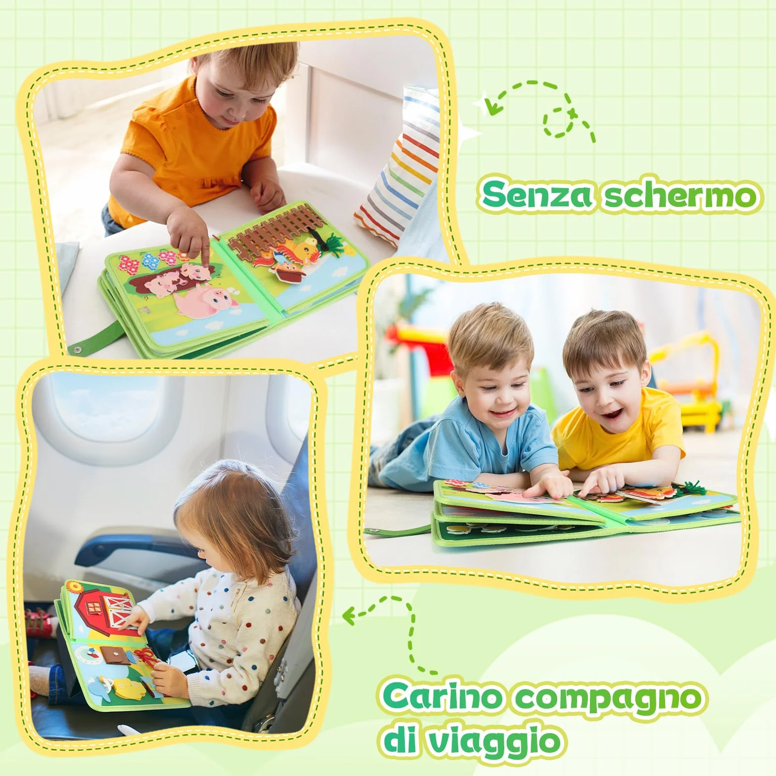 Busy Board Montessori 2 Anni, Giochi per Bambini Fattoria con 25 Attività, Quiet Book Regalo 2-4 Anni Sviluppo Precoce