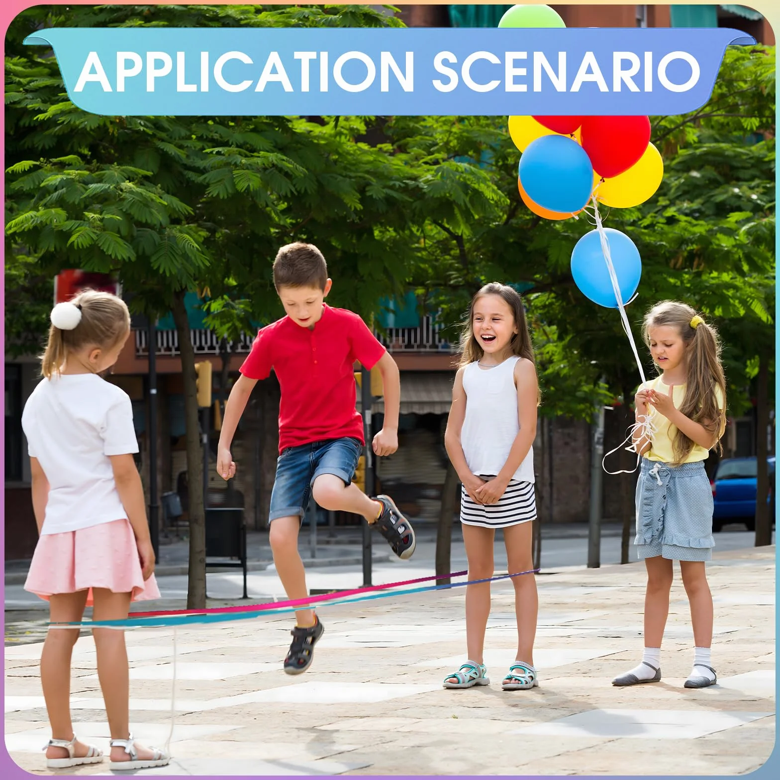 Set di 2 pezzi di gomma per bambini a partire da 6 7 8 9 10 anni, giochi di rimbalzo per interni ed esterni (5 m di lunghezza + 3 m)