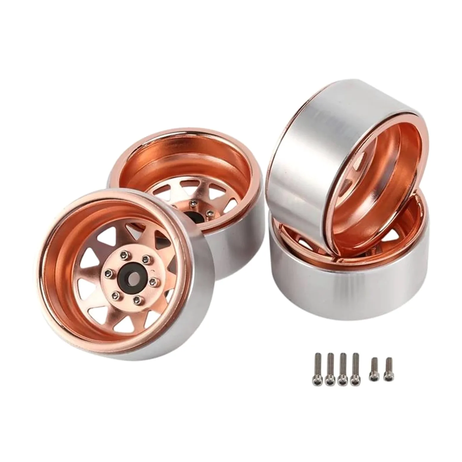RC Car Pneumatico Ruota Compatibile con Axial per SCX10 90046 per Traxxas TRX4 per 4 Pezzi Deep Dish Wagon 1.9 Metallo Beadlock Mozzo Ruota Cerchio per 1/10 RC Crawler(Brown)