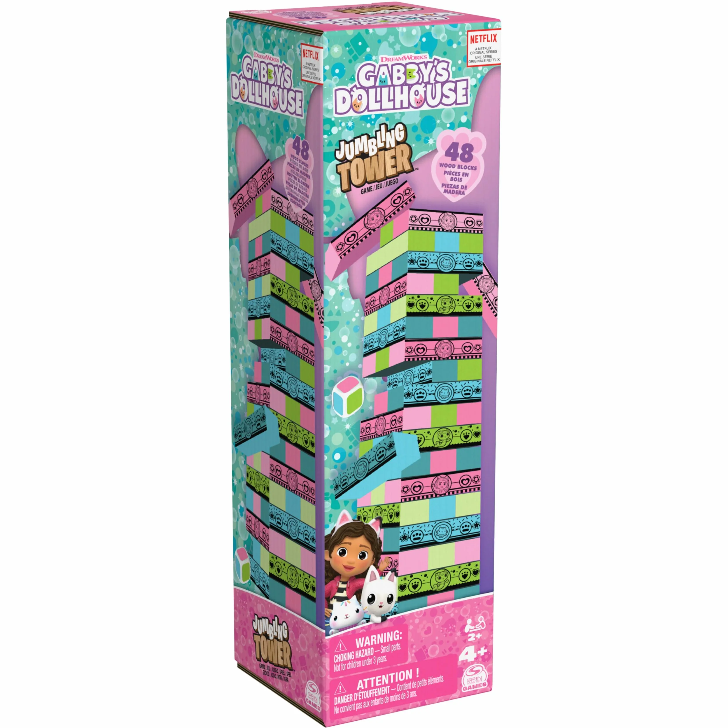 Editrice Giochi, La Casa delle Bambole di Gabby, Jumbling Tower della Casa delle Bambole di Gabby, Blocchi di Legno multicolore, Giochi per Bambini e Bambine, 4+ anni
