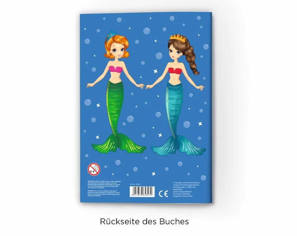 Bambole da ritagliare in carta per bambole di carta (4 bambole/sirene) con vestiti da indossare