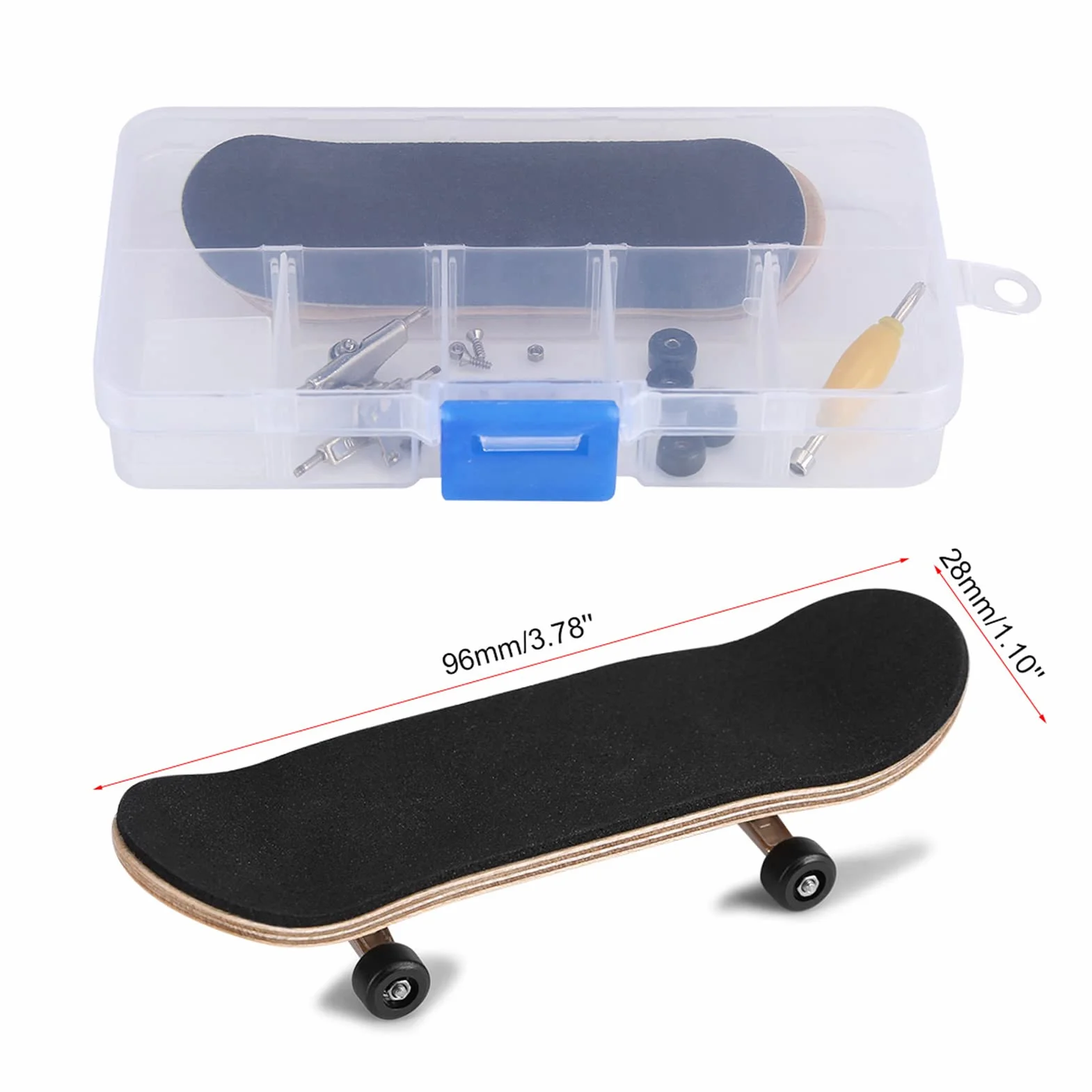 Fingerboard Professionale, Mini Finger Skateboard in Acero di Legno Completo Finger Board Ragazzo Giocattolo con Scatola per Giocare o Come Decorazione (Nero)