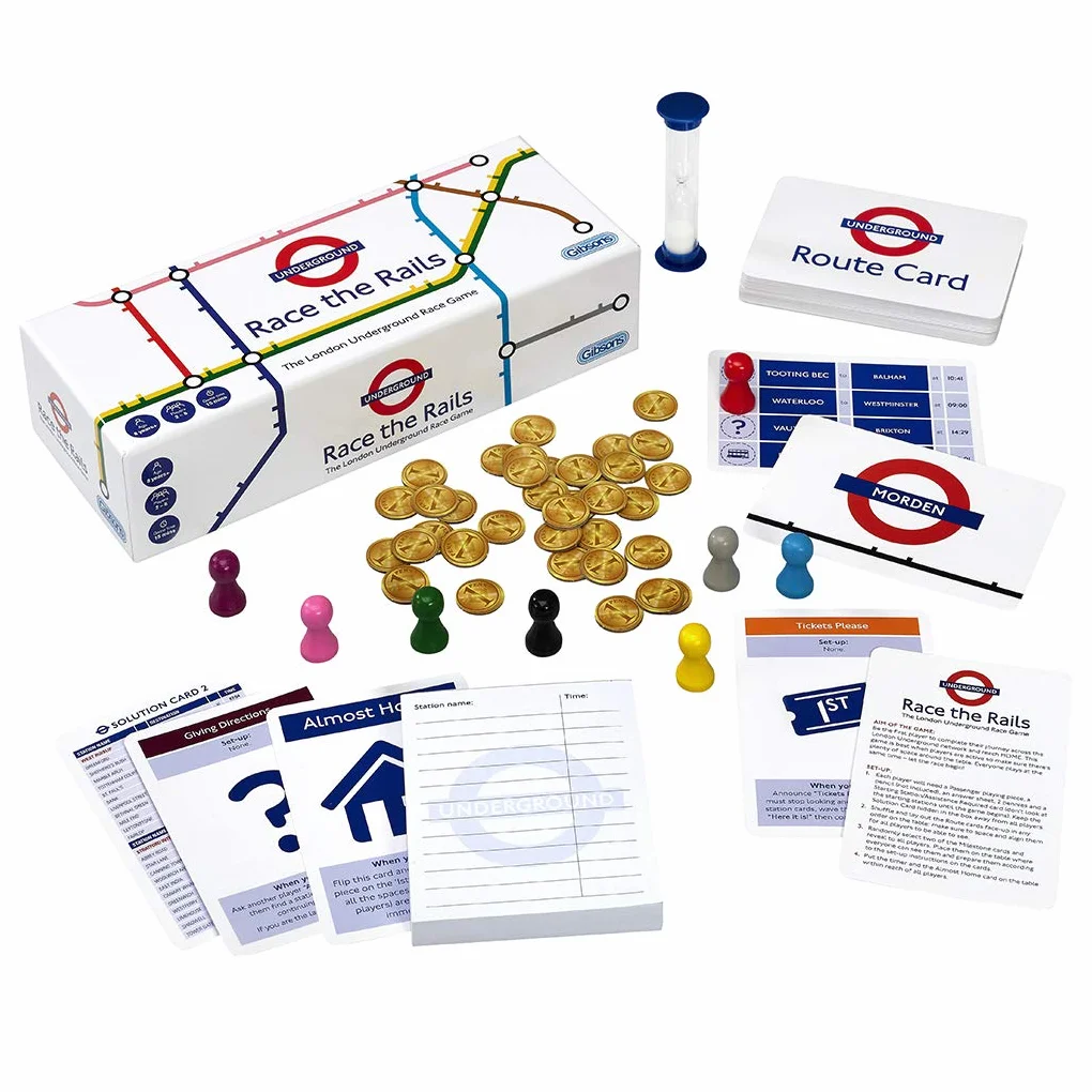 Gibsons Race The Rails! Tfl Card Game | Salta Il Tubo in Una Gara Contro familiari e Amici | Basato sulla metropolitana di Londra per Natale e Compleanni | età 8+, 2-8 Giocatori Fun Game Night