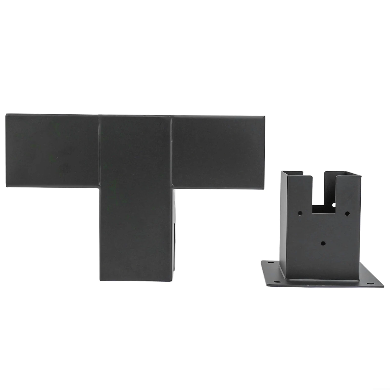 Staffa a T in acciaio resistente per pergola in legno (1 set) | Acciaio rivestito nero, adatto per legname secco 4x4, dritto e staffe a T, include viti, costruzione