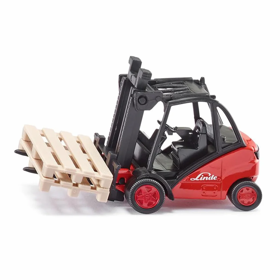 siku 1722, Carrello elevatore a forche Linde, 1:50, Metallo e Plastica, Rosso, Forche mobili, Con 2 bancali inclusi