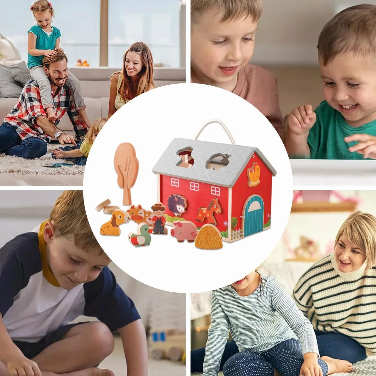 Generico Giochi In Legno Fattoria - Fattoria Incastro Forme | Animali Giocattolo Set | Impilabile Apprendimento Sviluppo Motorio Per Bambini Piccoli Ragazzi Ragazze Regalo Compleann