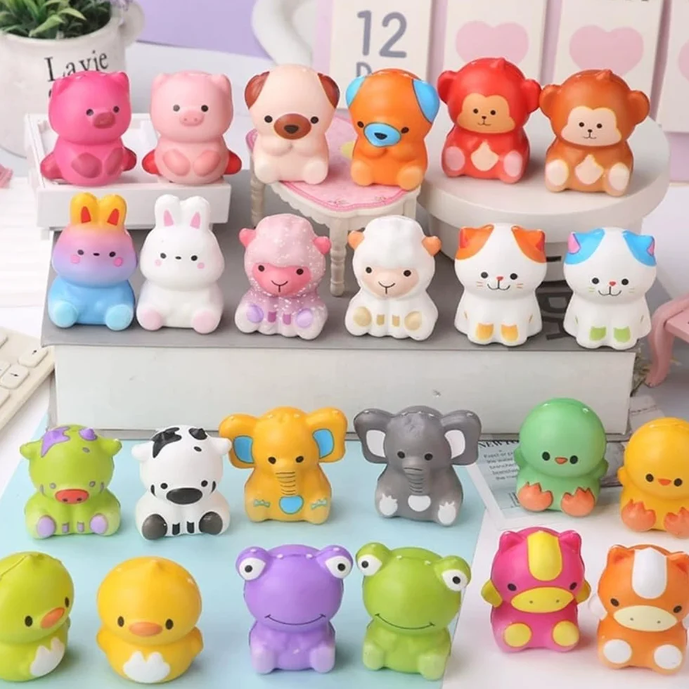 24 PCS Squishy Animali + Sacchetti Regalo Singoli, Giochi Antistress, Tocco Morbido, Espansione Lenta, Gadget Compleanno Bambini | Pack 24 Squishy + Sacchetti Regalo