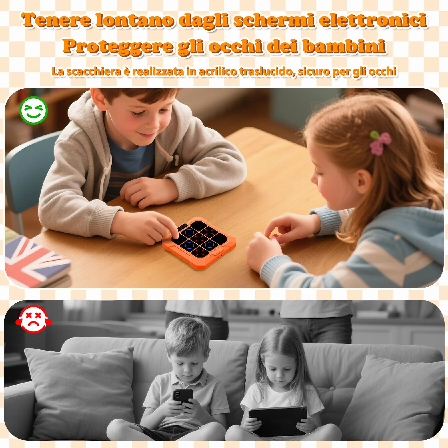 BlueSwan Gioco Tris Elettronico 6 in 1, Console Portatile Ricaricabile con Modalità Silenziosa, Giochi Bambini Viaggio Educativi per Sviluppare Logica e Memoria, per Bambini e Adulti 3+
