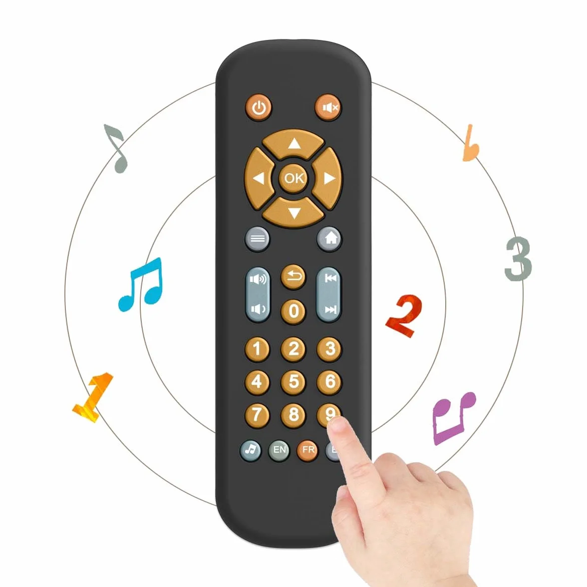 Baby TV Telecomando con Luce e Suono, Giocattolo Educativo Precoce Musicale del Bambino con Inglese/Francese/Spagnolo, Regalo Giocattolo per 6 Mesi+