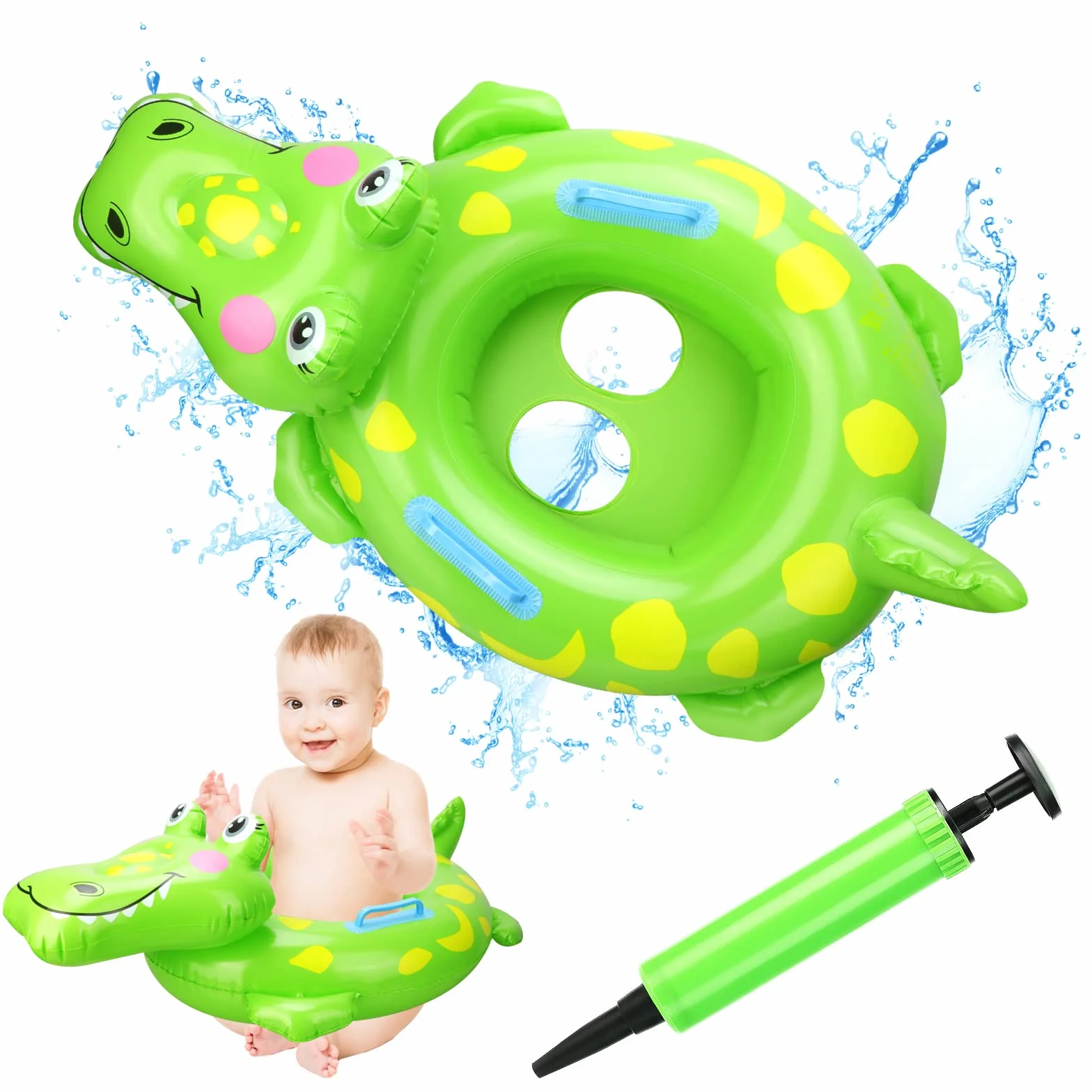Anello di Nuoto a Forma Coccodrillo, 3D Baby Float Salvagente con Seggiolino, Salvagente Neonato Galleggiante Gonfiabile del Bambino Dell'anello di Nuoto del Bambino, Bambini Piscina Giocattolo