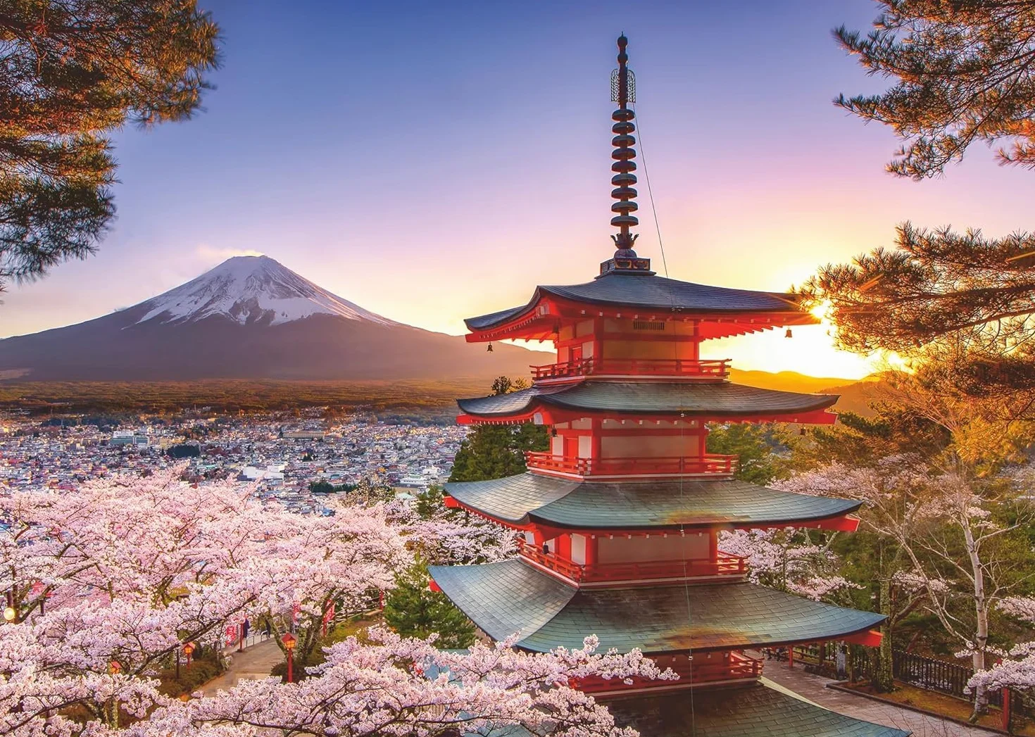 Ravensburger Puzzle 1000 pezzi Ciliegi in fiore e Monte Fuji – Puzzle Adulti +14 anni, 70 x 50 cm, Puzzle per Adulti, Foto Giappone, Idee Regalo