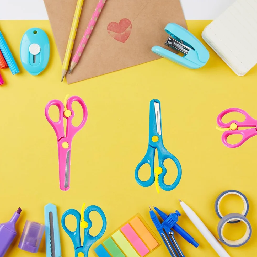 Forbici Bambini, Artigianali Forbici per Bambini, Confezione da 2 Forbici per Bambini Principianti, Plastica Forbici, Applicabile a Forbice Sopra i 3 Anni Nella Scuola Materna