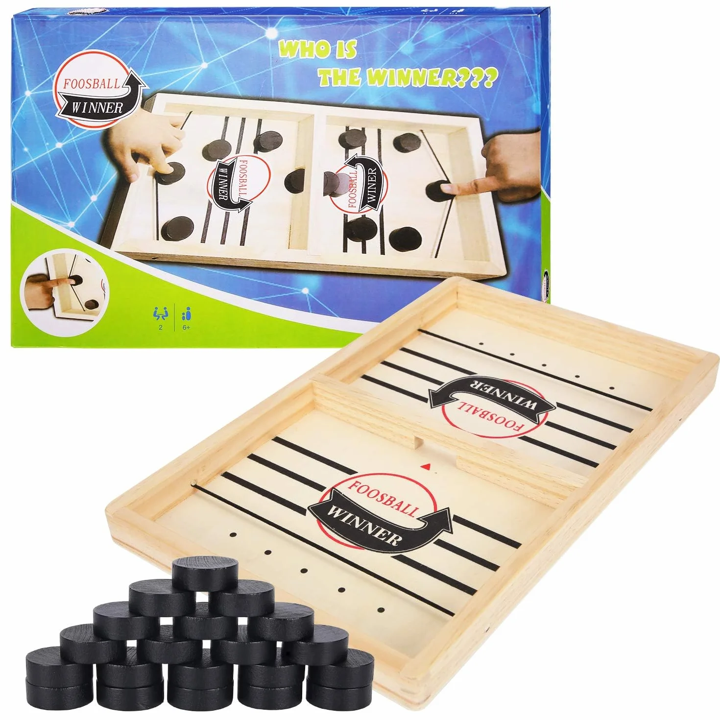 JONRRYIN Gioco da Tavolo da Hockey, Hockey da Tavolo in Legno, Tabella Desktop Battaglia 2 in 1 Vincitore Gioco Hockey di Interazione Ghiaccio Adatto per Attività Familiare(35 cm* 22 cm* ​​2.5 cm)