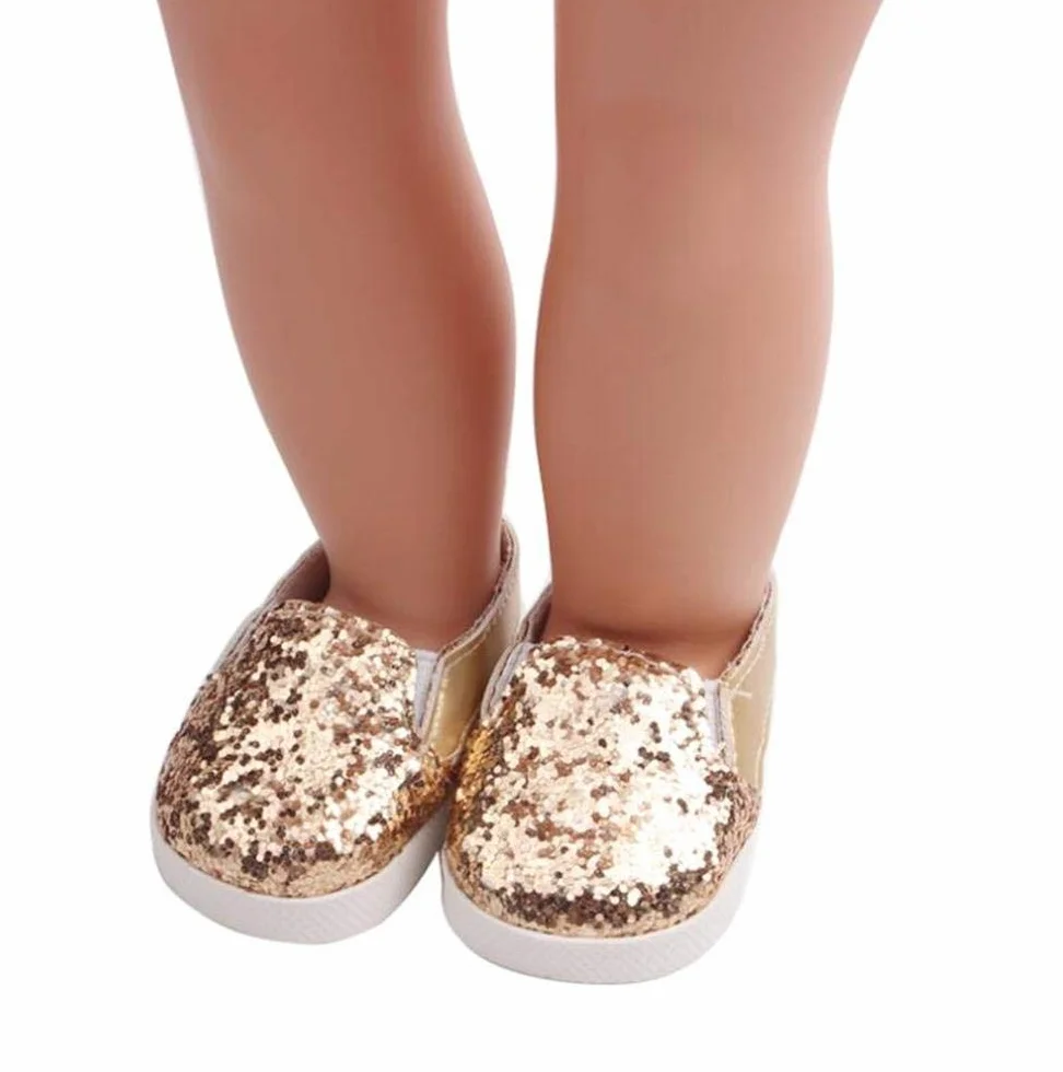Scarpe da Bambola Scarpe da Ginnastica Casual per bambole American Girl / New Born Baby con paillettes da 18 pollici