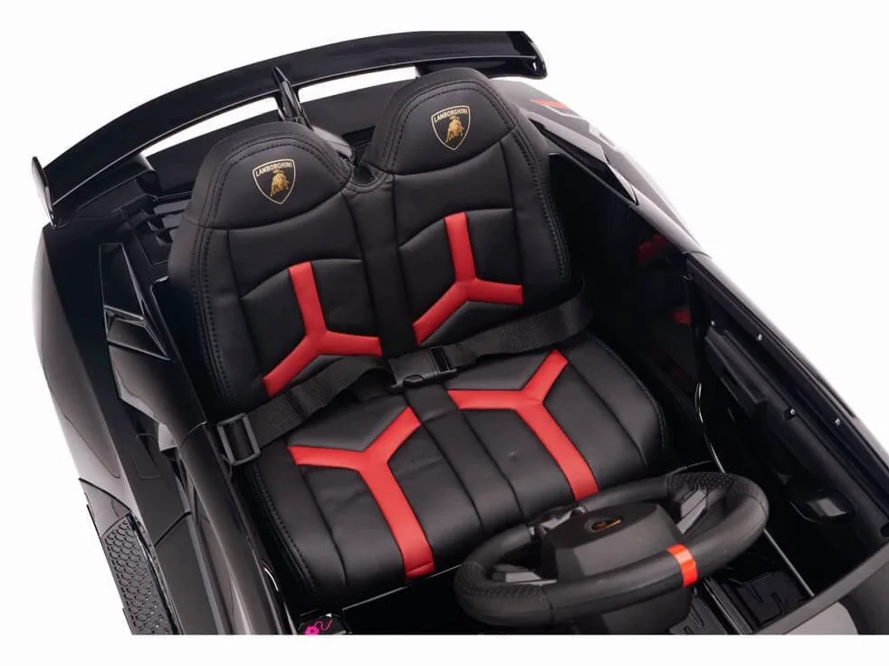 FINOOS Auto macchina elettrica per bambini Lamborghin Veneno 24V 2 posti, 4X4, sedile in pelle, ruote in gomma con telecomando 2,4 GHz da 1 a 7 anni (Grigio metallizzato)
