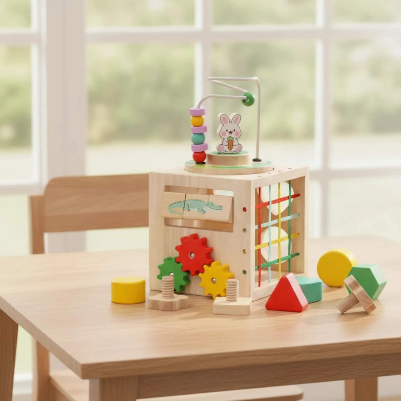 Gralara Cubo Multiattività Multifunzione Cubo attività in Legno Educativo Giocattolo per Neonati