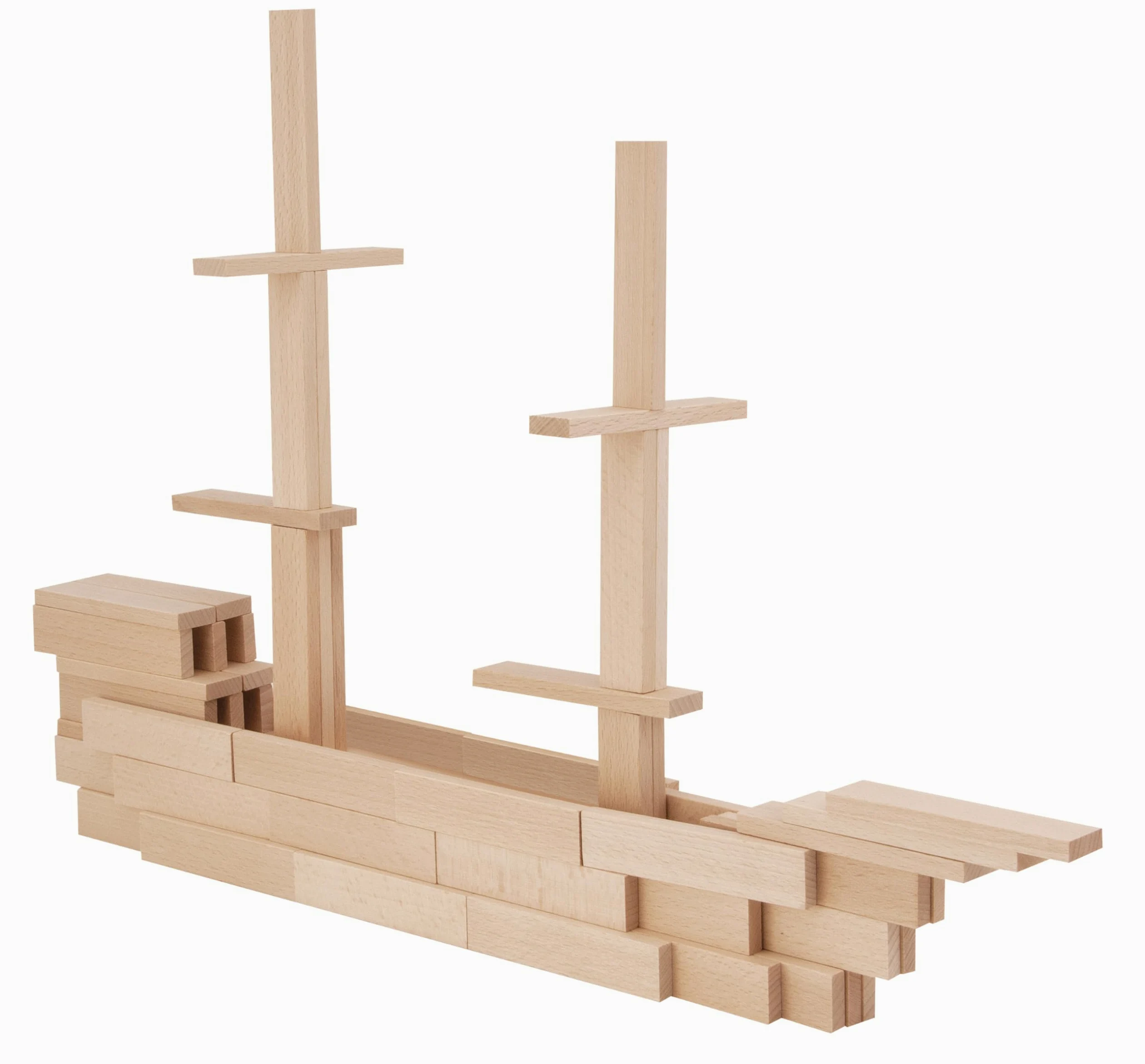 Eichhorn- Holzbaukasten Pietre Costruire, con Modelli, in Legno di faggio Certificato FSC 100%, 200 Pezzi, per Bambini dai 2 Anni in su, Colore Naturale, Small, 100001612