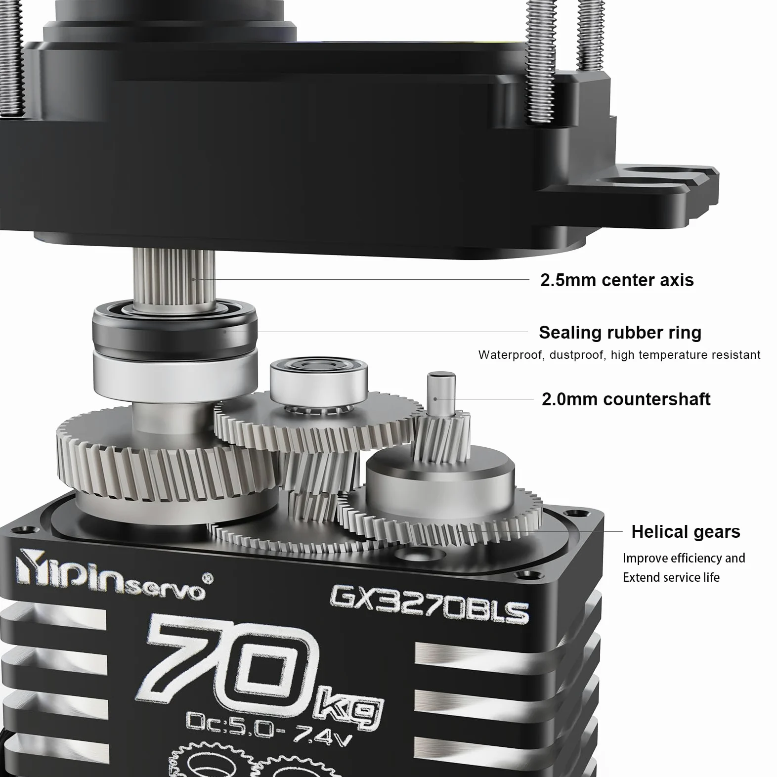 GOUPRC 70kg Servo ad alta coppia 8.4V Metallo Obliquo Gear Servo ad alta velocità per 1/8 1/10 1/12 RC Auto Crawler Boat Robot