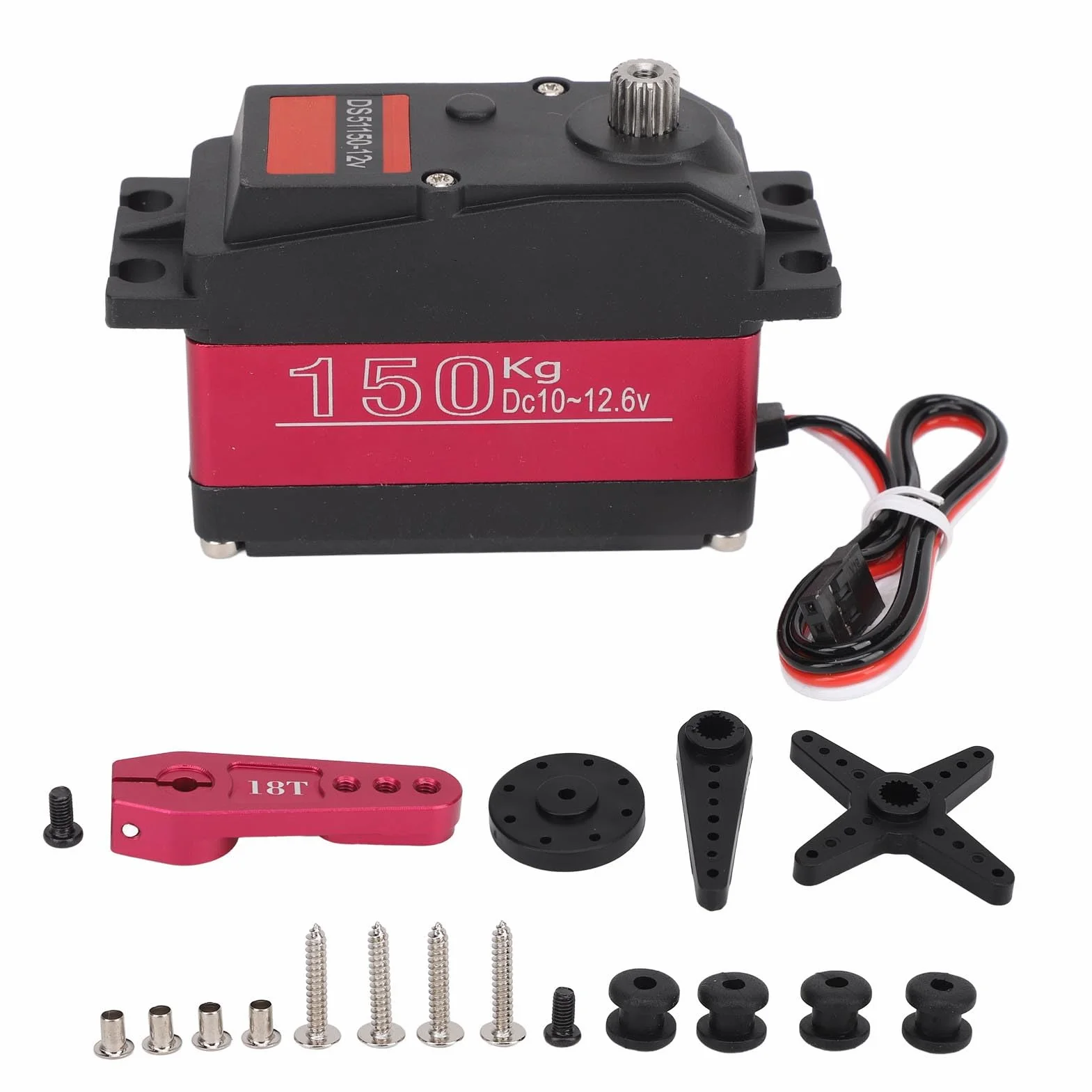Tbest Servo Digitale DS51150 da 150 kg, Servo RC Completamente in Metallo Impermeabile con Braccio in Lega di Alluminio 18T per Auto RC 1/5, Design Compatto e Leggero, Lunga Durata