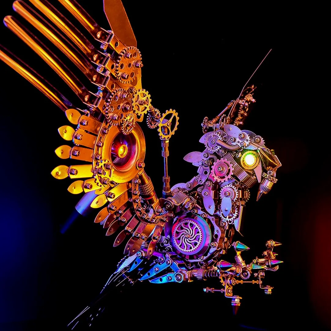 Kisss Puzzle in metallo 3D per adulti, 1800 + pezzi Steampunk Eagle Metal Modello, puzzle 3D fai da te, decorazione creativa, set regalo creativo per bambini e adulti