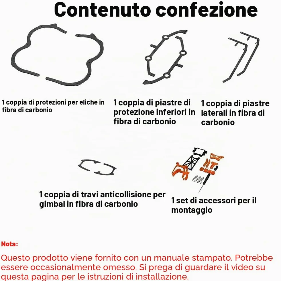 Kit di protezione armatura in fibra di carbonio compatibile con DJI Neo 2 - Cover leggera resistente agli urti con giunto cardanico ed elica per accessori drone Neo 2 (arancione)