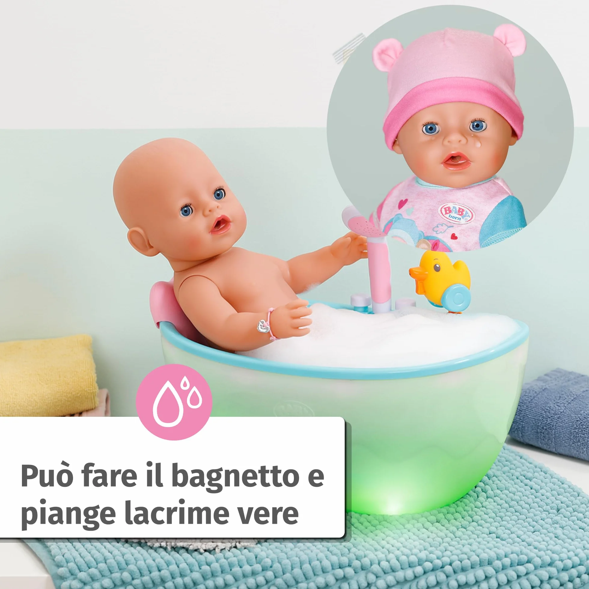 BABY born Emma - Bambola alta 43 cm - 10 funzioni con accessori e tutina - Funziona completamente senza batterie - Adatto per bambini a partire dai 3 anni di età