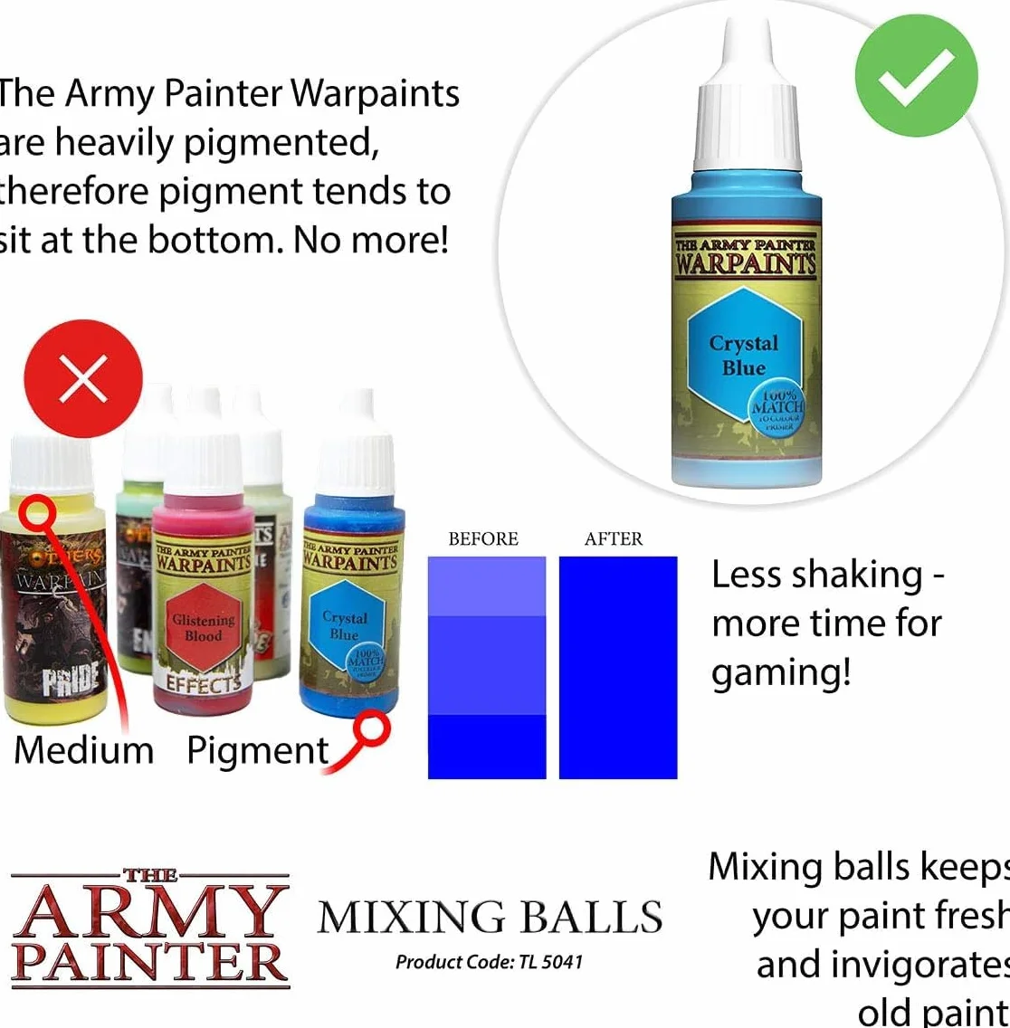 The Army Painter Mixing Balls, 100pz Palline di Agitazione dell'Inchiostro Inossidabile Inossidabile, Palline Agitatrici di 5,5 mm Ideali come Bottiglie di Pittura Acrilica Miniature