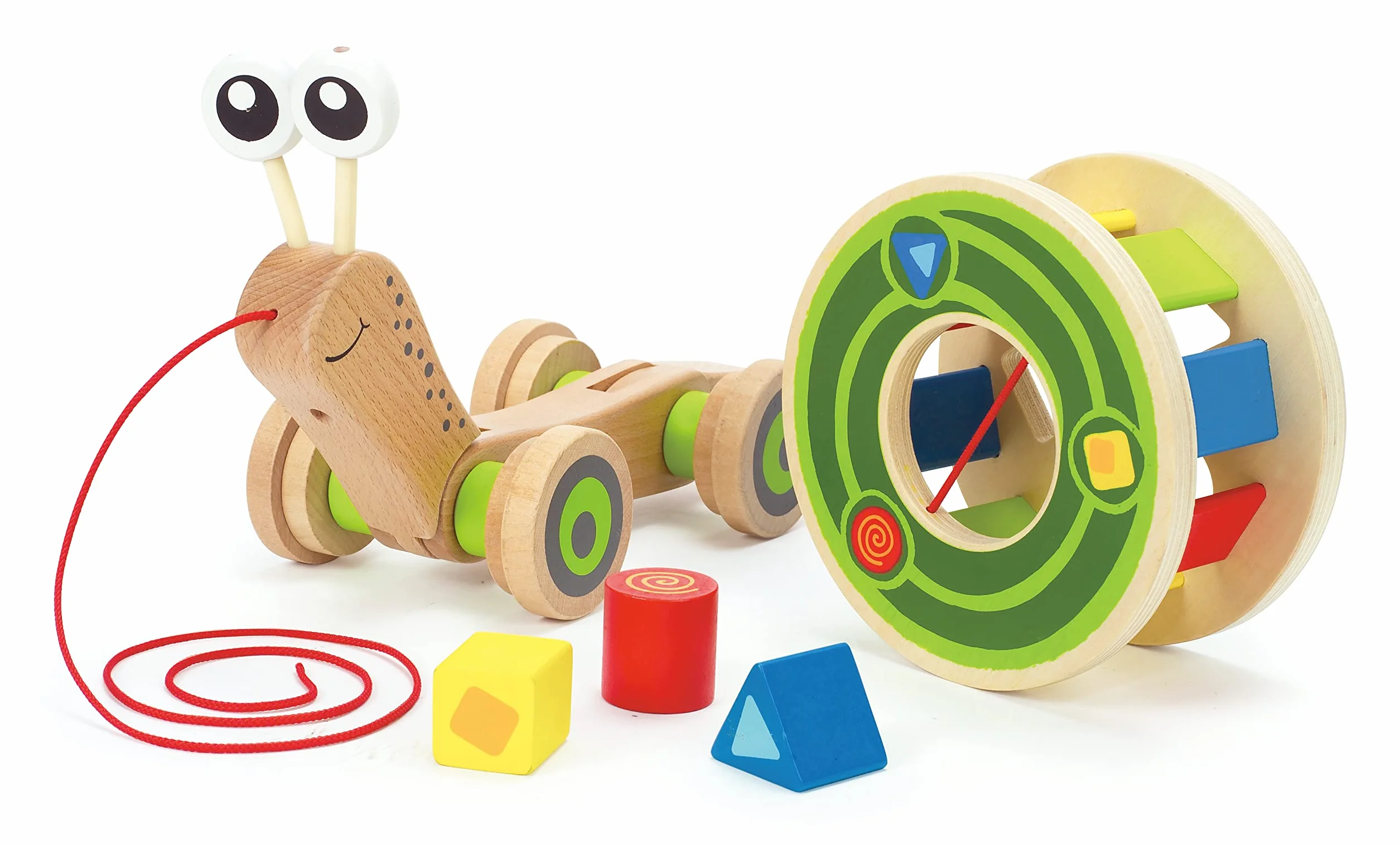 Hape Lumaca da trainare | Giocattolo in legno 2 in 1 | Chiocciola trainabile con guscio separabile e forme a incastro