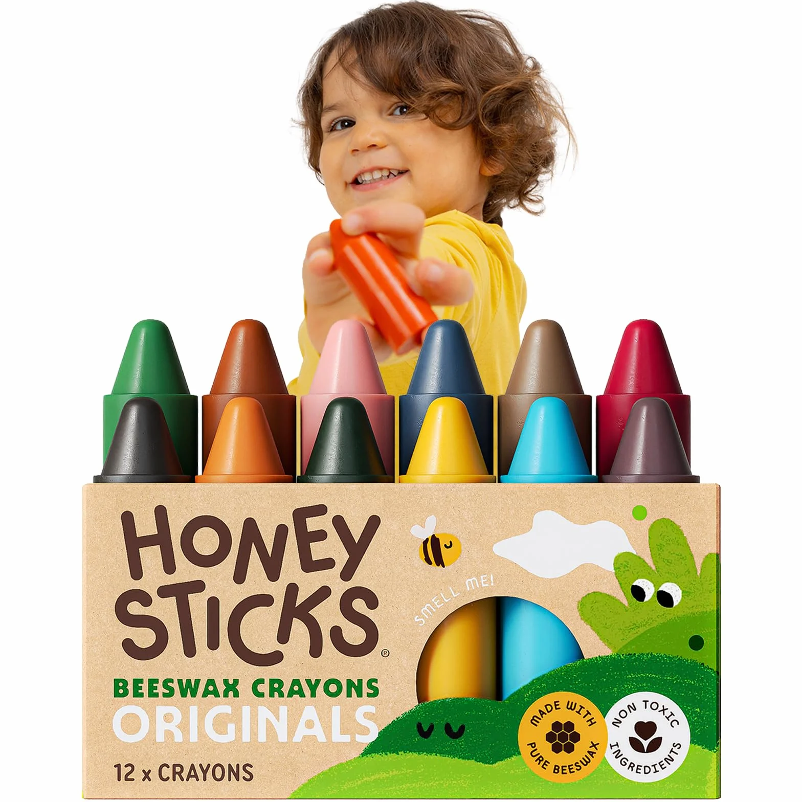 Honeysticks - Pastelli in 100% pura cera d’api (confezione da 12 pezzi). Naturali, atossici e sicuri per tutti i bambini, da 1 anno in su. Fatti a mano in Nuova Zelanda.