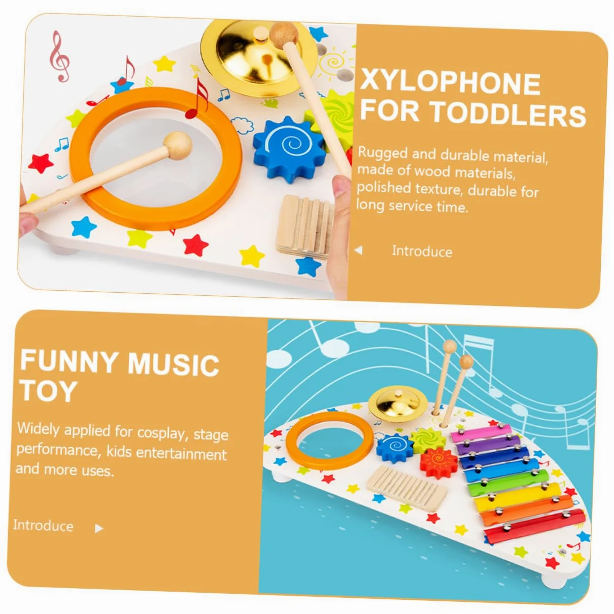 iplusmile Xilofono in Legno per Anni Giocattolo Percussione Educativo Strumento Musicale Sicuro e Durevole Gioco Montessori per Sviluppo Sensoriale e Creatività