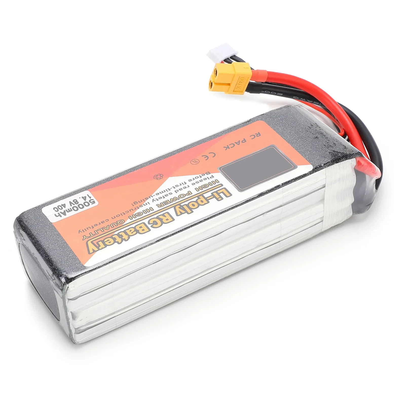Batteria LiPo da 14,8 V 5000 MAh 40C 4S XT60 per Accessori Quadricottero RC FPV Racing Drone, Soluzione Energetica Ad Alte Prestazioni