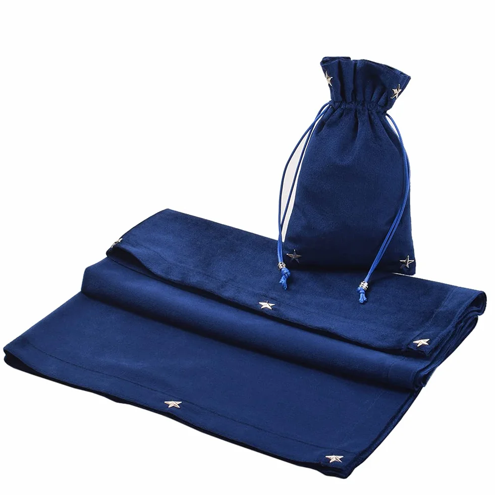 BLESSUME Tovaglia con Carta di tarocchi per Altare con Borsa dei tarocchi Divination Wicca Velvet