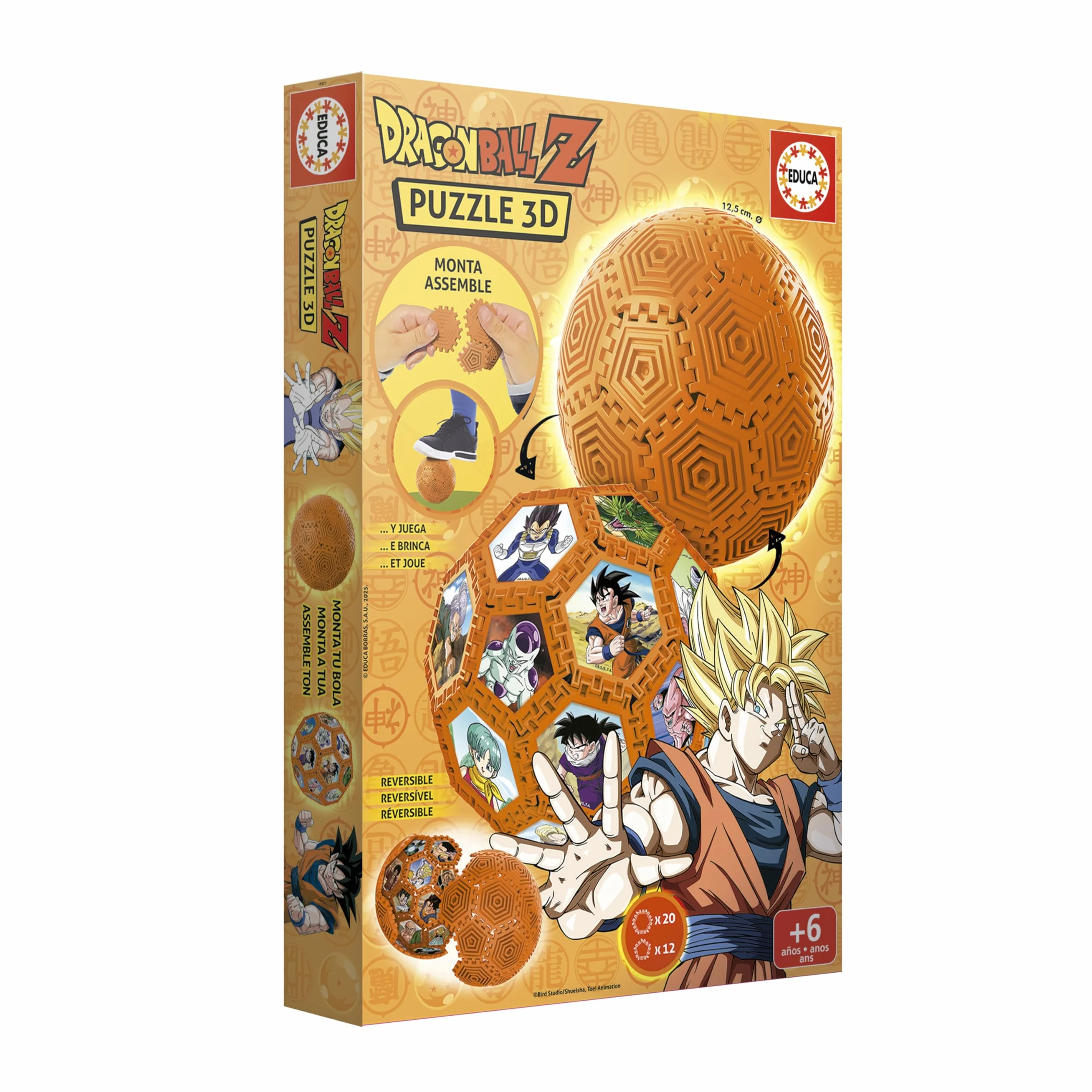 Educa - Pallone 3D Dragon Ball | Puzzle 3D da assemblare e giocare con 32 pezzi | Build & Play | Da 6 anni (20415)