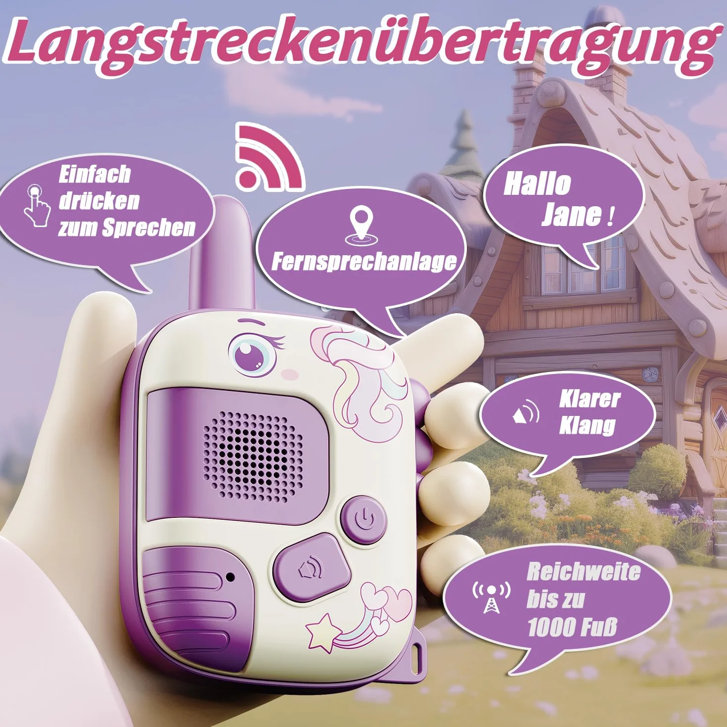 DQMOON Walkie-Talkie per Bambini, Giocattolo Unicorno Regalo 3-9 Anni